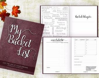 Bucket List Journal. Planner. Writing Prompts. Guided Journal. Bucket List Gift. Bucket List Notebook. Goals. Adventure gifts. Wine Journal.