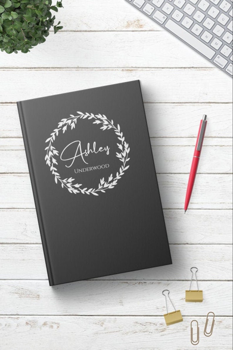 Personalized Writing Journal. Custom Name Hardcover. Lined Dot Grid. Cute Gift for Women - Mom Wife Sister Daughter Best Friend Boss Teacher