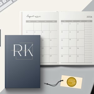 2026-2030 Five Year Monthly Planner Calendar. Personalized Custom Name Monogram Letters. Hardcover 60 Months 5 Year Planning Journal Notes.