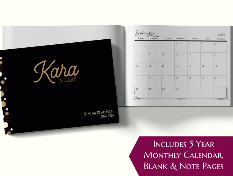 PERSONALIZED Custom Name 20212024 Four Year Monthly Planner Etsy