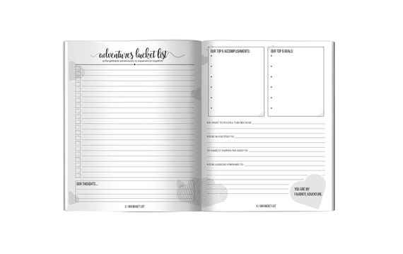 Bucket List for Couples Journal, Softcover, Black/Silver