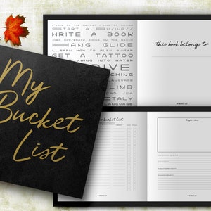 Bucket List Journal with Writing Prompts. Personalized Custom Name. Birthday Retirement Graduation Idea. Male Boss Men Women Black Hardcover