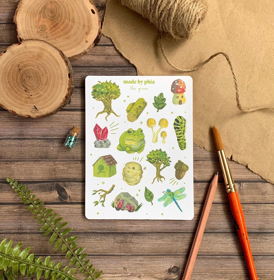 The Grove Sticker Sheet Woodland Stickers, Forest Stickers, Spring