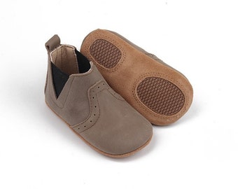 Grey Baby Boot | Toddler Boot | Newborn Baby Shoe | First Walker | Waxed Leather | Soft Soled | Baby Boy | Baby Girl | Non Slip