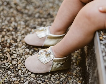 Gold Leather Moccasin 18-24 MONTH SIZE ONLY