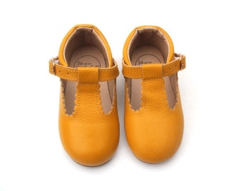 Kids Leather Shoe | Mustard T-Bar | Hard Soled Shoe | Toddler and Kids Shoes | Mary Janes | Leather T-Bar |Kids Shoe | Toddler T-Bar