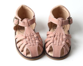 NEW | Woven Sandal | Blush | Woven Sandal | Waxed Leather | Rubber Sole | Toddler Sandal | Little Girl | Genuine Leather