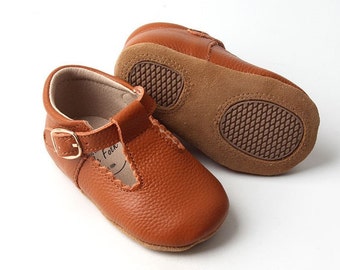 SALE | Tan Tbar | Baby Shoe | Soft Soled Shoe | Leather Baby Shoe | Mary Jane | Baby Girl Shoe | Baby Shower Gift | Newborn Shoe