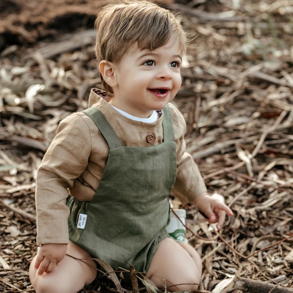 Linen Romper (Boys) | Newborn | Baby Overall | Linen | Toddler