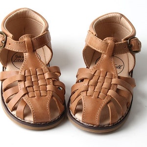 NEW | Woven Sandal | Tan | Woven Sandal | Waxed Leather | Rubber Sole | Toddler Sandal | Little Girl | Little Boy | Genuine Leather