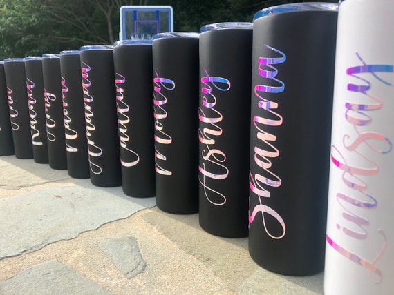 Skinny 20oz Tumbler with Straw/ Personalized Tumbler/ 20oz Tumbler/ Bachelorette Party Favor/ Personalized Gift/ Rose Gold/ Summer Tumbler