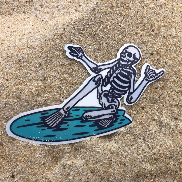 Surfing Skeleton Sticker