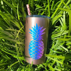 Vaso de piña/ Vaso flaco/ Vaso de verano/ Vaso de 12 oz con paja/ Mini vaso/ Tazas personalizadas/ Vaso personalizado imagen 8