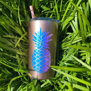 Vaso de piña/ Vaso flaco/ Vaso de verano/ Vaso de 12 oz con paja/ Mini vaso/ Tazas personalizadas/ Vaso personalizado imagen 3
