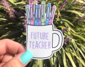 Pegatina del futuro maestro, pegatina de pluma de estilo, pegatina del maestro, pegatina de regreso a la escuela, pegatina impermeable, pegatina del ordenador portátil, pegatina del cuaderno