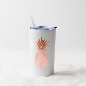 Vaso de piña/ Vaso flaco/ Vaso de verano/ Vaso de 12 oz con paja/ Mini vaso/ Tazas personalizadas/ Vaso personalizado imagen 1