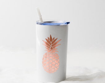 Pineapple Tumbler/ Skinny Tumbler/ Summer Tumbler/ 12oz Tumbler with Straw/ Mini Tumbler/ Personalized Cups/ Custom Tumbler
