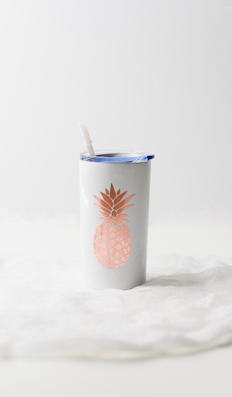 Vaso de piña/ Vaso flaco/ Vaso de verano/ Vaso de 12 oz con paja/ Mini vaso/ Tazas personalizadas/ Vaso personalizado imagen 1
