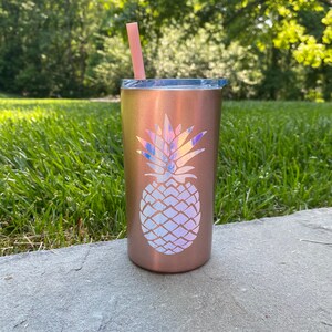 Vaso de piña/ Vaso flaco/ Vaso de verano/ Vaso de 12 oz con paja/ Mini vaso/ Tazas personalizadas/ Vaso personalizado imagen 7