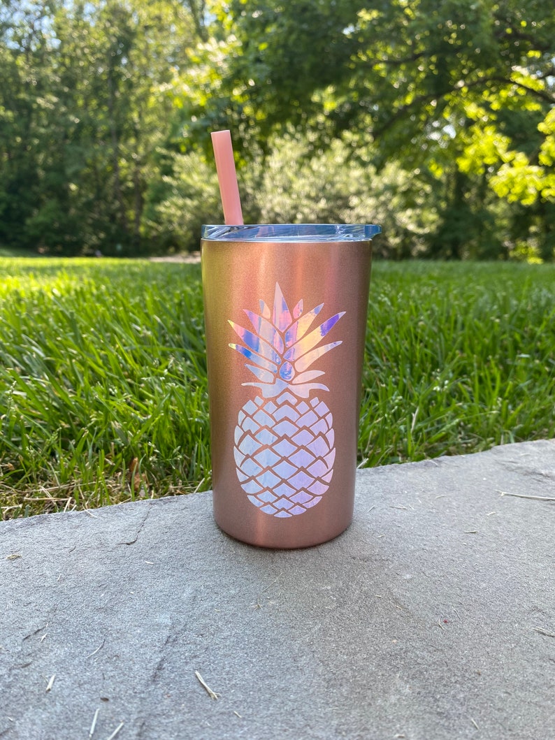 Vaso de piña/ Vaso flaco/ Vaso de verano/ Vaso de 12 oz con paja/ Mini vaso/ Tazas personalizadas/ Vaso personalizado imagen 7
