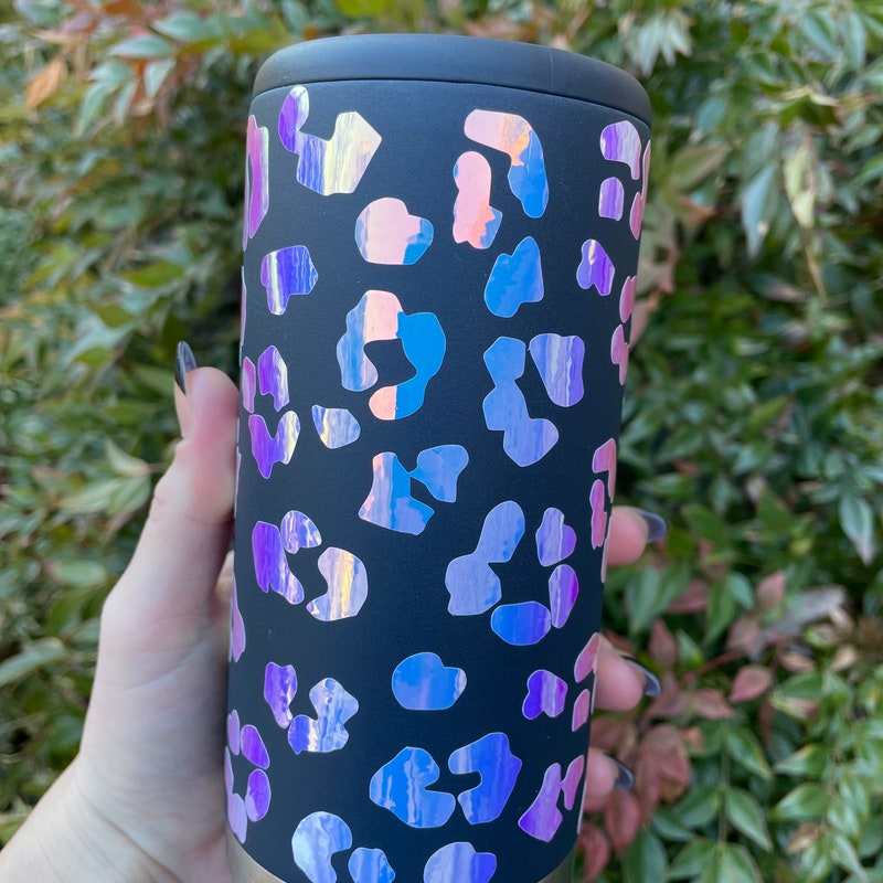 12 oz Can Cooler, Cheetah Stars on Pink