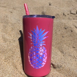 Vaso de piña/ Vaso flaco/ Vaso de verano/ Vaso de 12 oz con paja/ Mini vaso/ Tazas personalizadas/ Vaso personalizado imagen 2