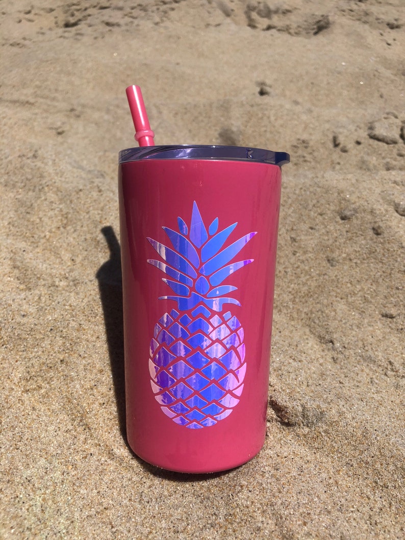 Vaso de piña/ Vaso flaco/ Vaso de verano/ Vaso de 12 oz con paja/ Mini vaso/ Tazas personalizadas/ Vaso personalizado imagen 2