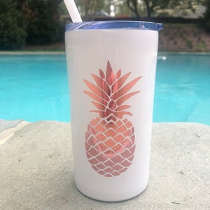 Vaso de piña/ Vaso flaco/ Vaso de verano/ Vaso de 12 oz con paja/ Mini vaso/ Tazas personalizadas/ Vaso personalizado imagen 6