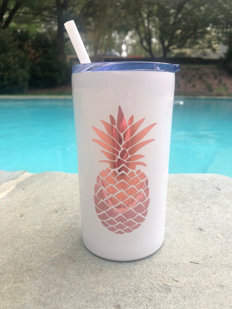 Vaso de piña/ Vaso flaco/ Vaso de verano/ Vaso de 12 oz con paja/ Mini vaso/ Tazas personalizadas/ Vaso personalizado imagen 6