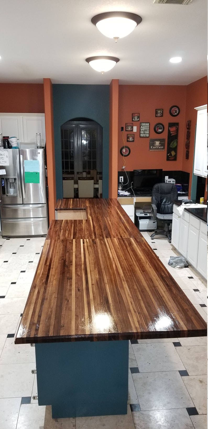 Black walnut peninsula countertop Etsy