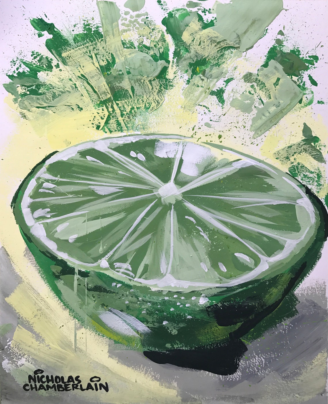 Lime Painting Prints Etsy