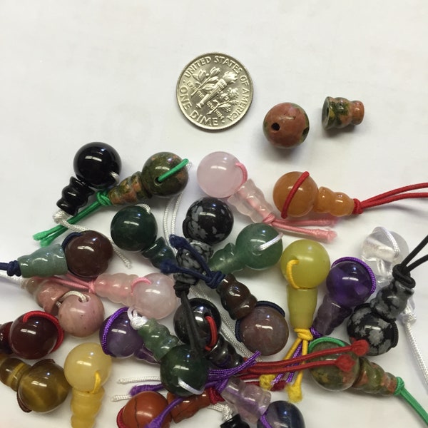 10mm Natural Gemstone Guru Beads. Three Holes Mala Making