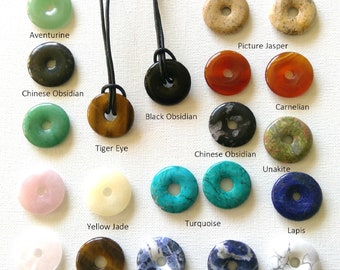 Pi Stone Leather Cord Necklace, 18-20"