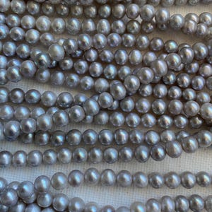 Silver Gray Freshwater Pearls 6mm, Almost Round, Full Strand 15.5", Natural Color, for Necklace Bracelet Earrings Jewelry Making