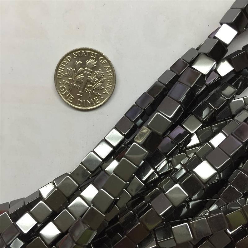16 Magnetic Hematite Cube Beads 4x4x4mm
