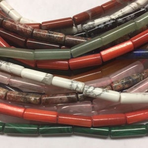 Gemstone Tube beads 4x13mm, 15.5"