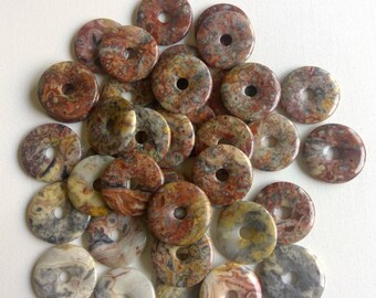 Pi Stone Crazy Lace Agate, Donut, Disc
