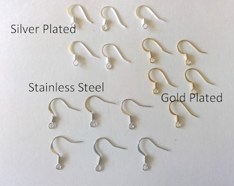 Ear Wire Gold Plated Silver Plated Stainless Steel For Jewelry Making