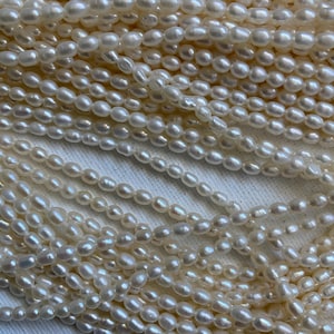 3.5 x 5mm White Rice  Pearl  15.5&#39;&#39;