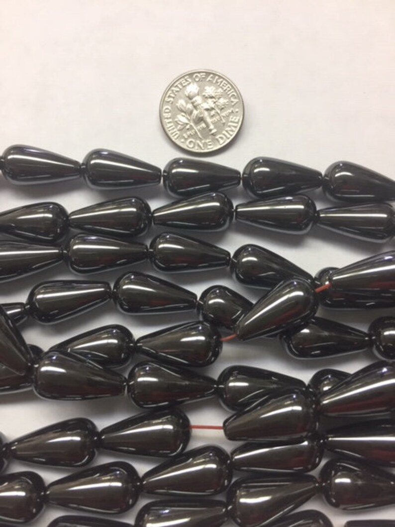 non-Magnetic Hematite Tear Drop Beads 8x16mm 16.