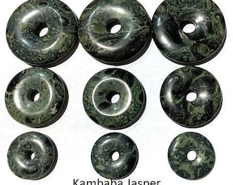 Kambaba Jasper Pi Stone, Donut, Pendant