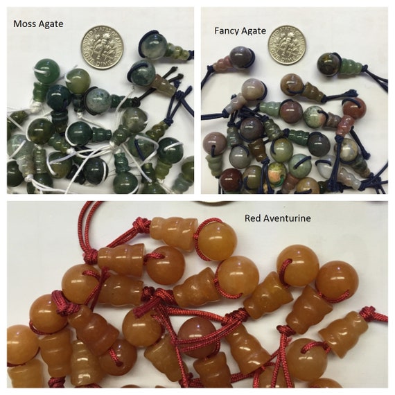 Mala Beads 3 sets of Natural Gemstone Guru Beads 10mm Mala Beads 3 sets of Natural Gemstone Guru Beads 10mm