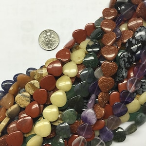 Gemstone Heart Shape  Beads, 15&quot;
