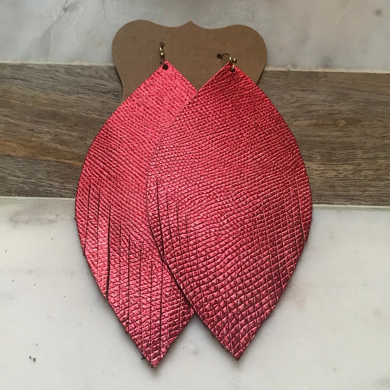 Genuine Leather Cowgirl Earrings Fringe Earrings Boho Earrings Mamarozance Lightweight Earrings Gifts for her Leather Earrings