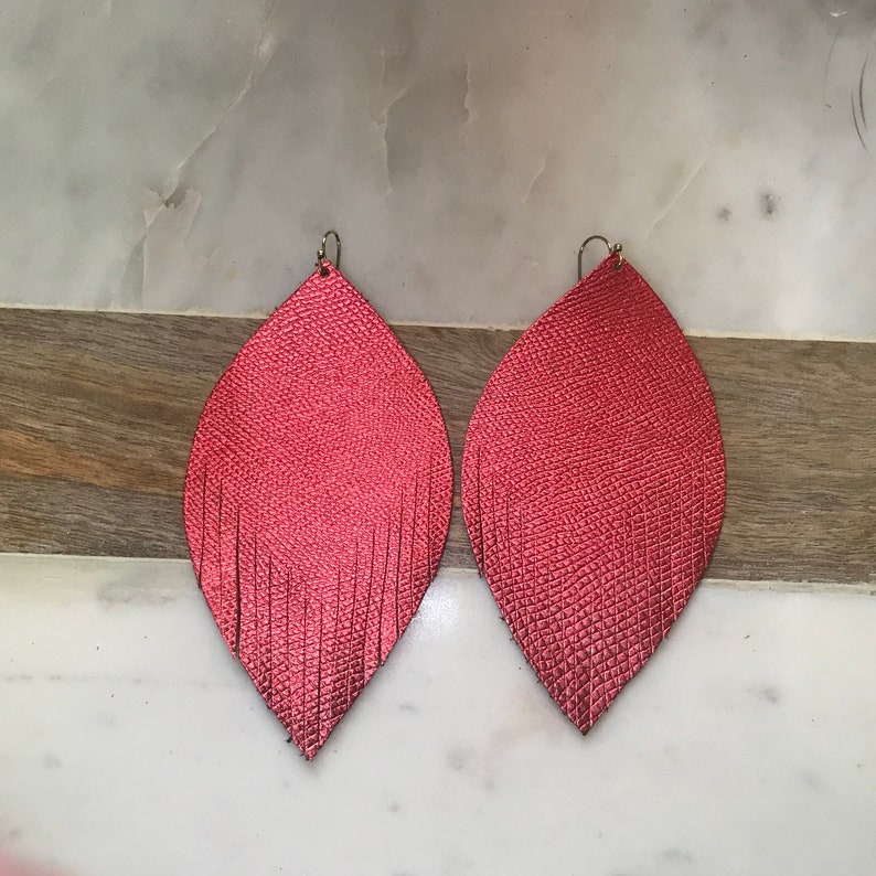 Genuine Leather Cowgirl Earrings Fringe Earrings Boho Earrings Mamarozance Lightweight Earrings Gifts for her Leather Earrings