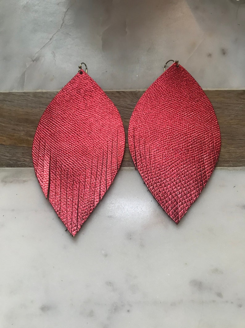 Genuine Leather Cowgirl Earrings Fringe Earrings Boho Earrings Mamarozance Lightweight Earrings Gifts for her Leather Earrings