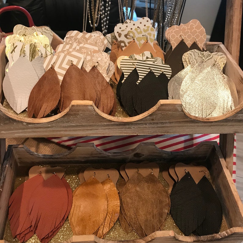 Genuine Leather Cowgirl Earrings Fringe Earrings Boho Earrings Mamarozance Lightweight Earrings Gifts for her Leather Earrings