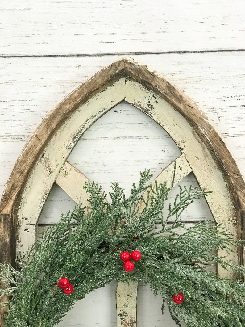 Cathedral Farmhouse Style Christmas Wood Window Frame image 3