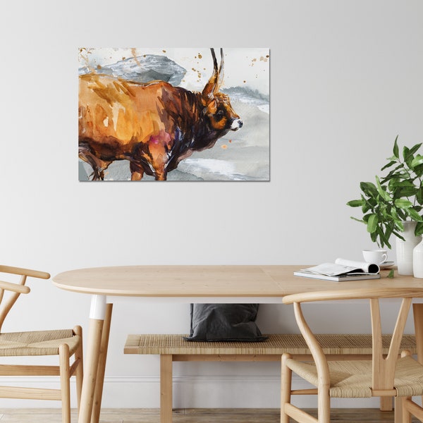 Copper Steer Cow Print on Canvas