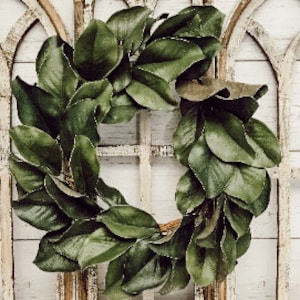 Magnolia Wreath Add-on for Farmhouse Windows, Holiday Wreath, Boxwood Wreath,